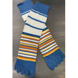 4 paire de Chaussettes 5 Doigts Coton rayures cobalt