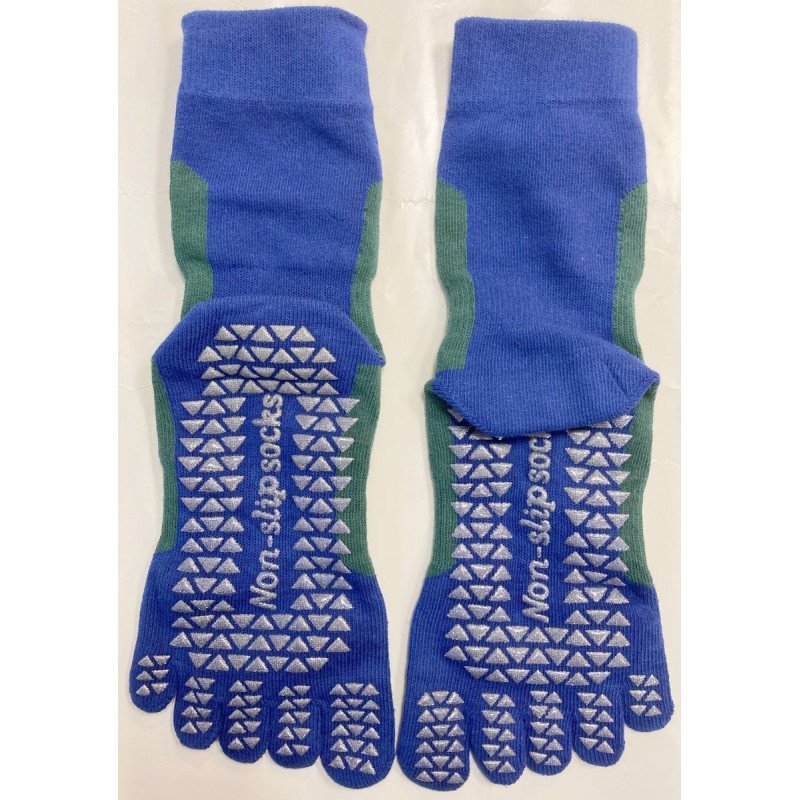 3 paires Chaussettes 5 Doigts Yoga rectangles Verts