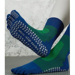 3 paires Chaussettes 5 Doigts Yoga rectangles Verts