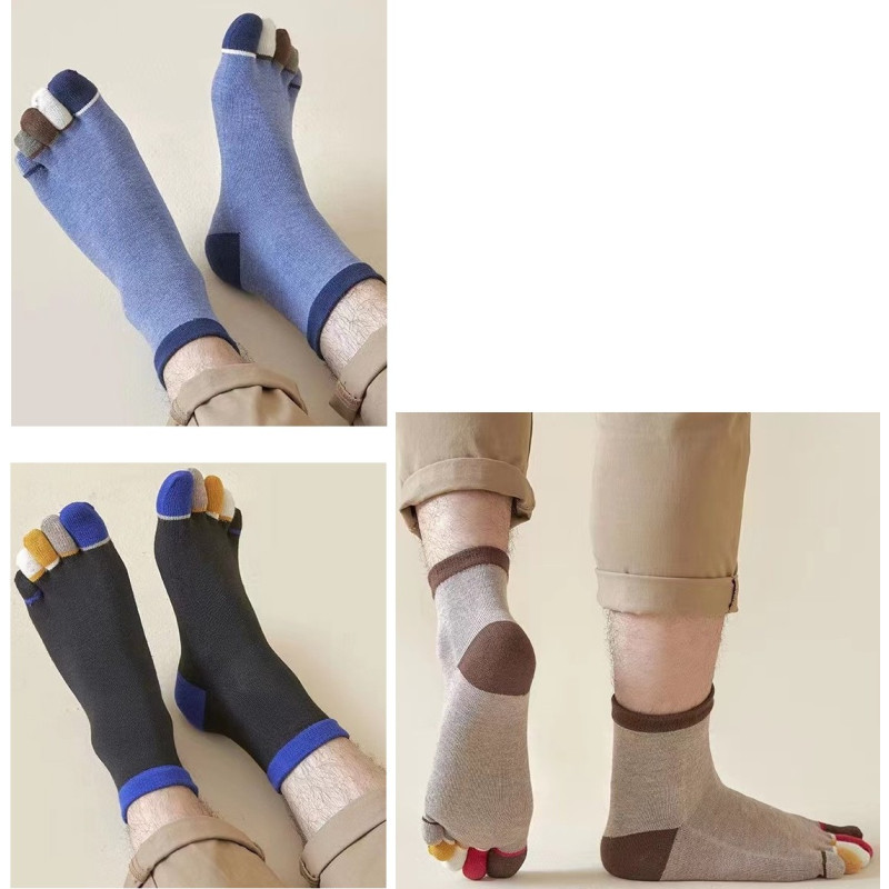 6 Paires de chaussettes unies Homme 5 doigts de couleurs