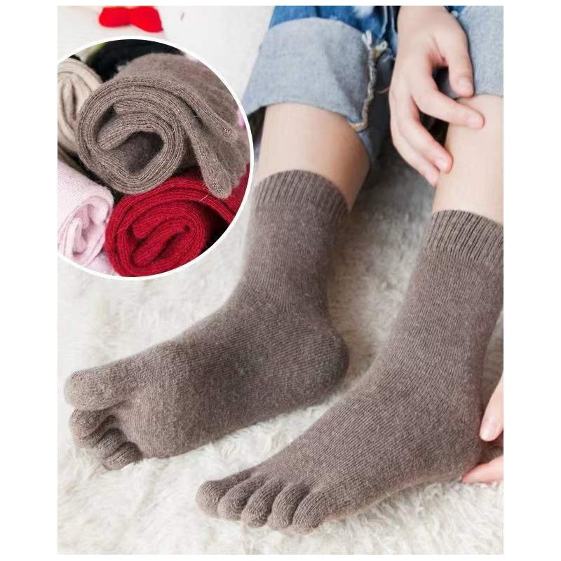 3 paires de Chaussettes 5 Doigts laine et coton