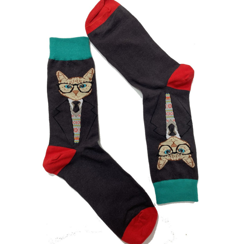 6 paires de Chaussettes chats cravates
