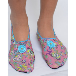 Chaussons-light-imprimé-les-petits-caprices-Lilaya-bleu-vintage-face