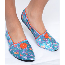 Chaussons-velours-imprimé-les-petits-caprices-catou-orange-avant
