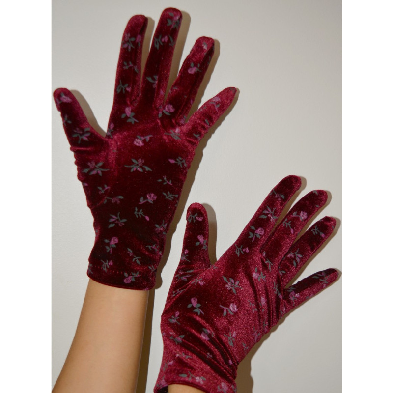 3 Paires de Gants Coréens Velvet Romantic wine