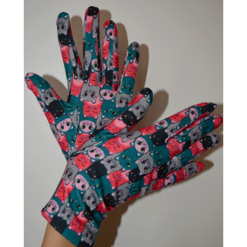 3 Paires de Gants Coréens polaire Smily Cats rouges