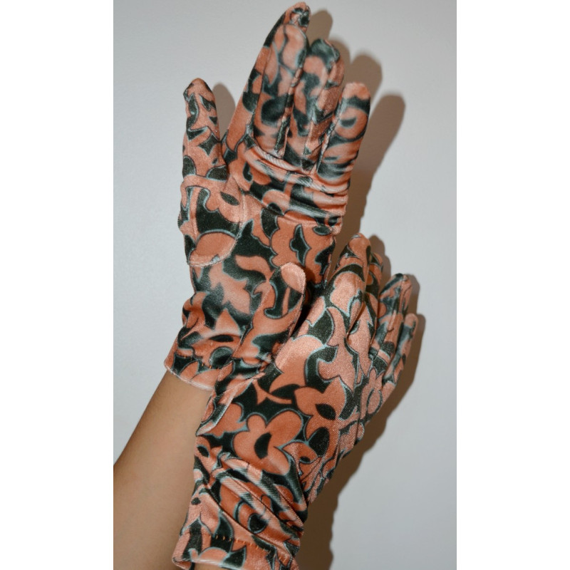 3 Paires de Gants Coréens Polaire Aelys Fleuris noirs Oranges