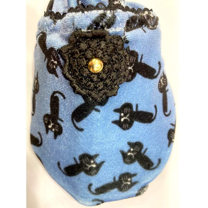 6 paires de chaussons Velours Miaou Bleu