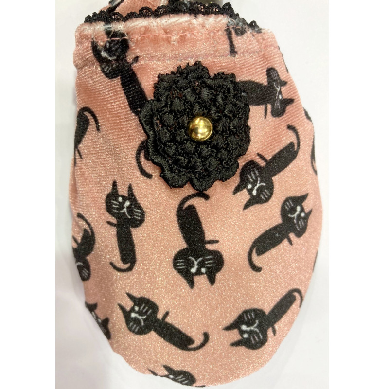 6 paires de chaussons Velours Miaou rose