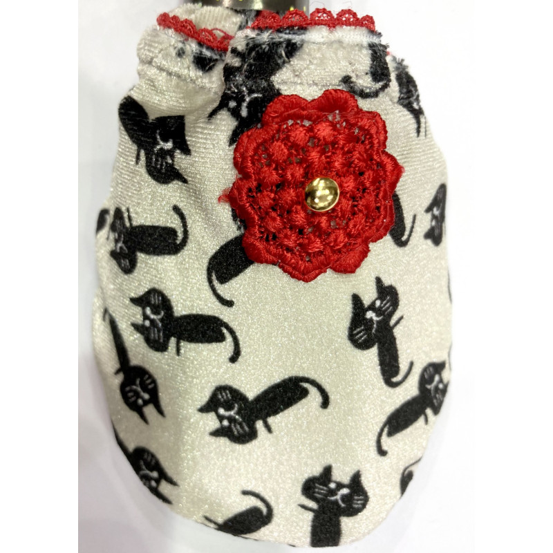 6 paires de chaussons Velours Miaou rouges