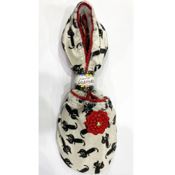 6 paires de chaussons Velours Miaou rouges