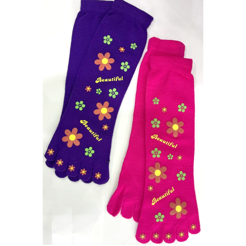 chaussettes-coton-5-doigts-Happyflowers-assortiment-de-2