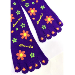 chaussettes-coton-5-doigts-Happyflowers-indigo