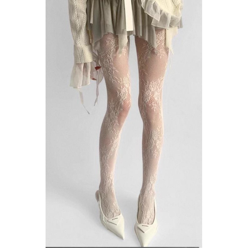 3 paires de collants Dentelle Bouquet de roses