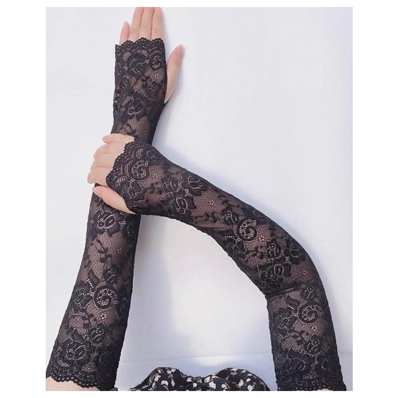 4 Mitaines Manchons Dentelle authentique 45 cm