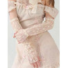 4 Mitaines Manchons Dentelle Oeillets Longues 40 cm
