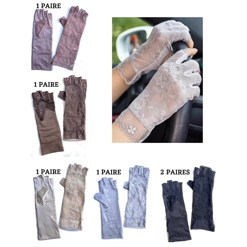 6 Paires mitaines dentelle  grip Chic