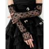 4 Mitaines Manchons Dentelle Oeillets Longues 40 cm noir
