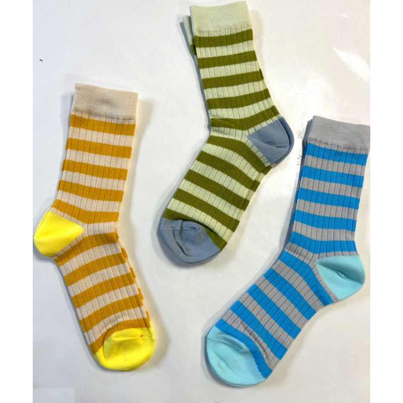 Assortiment 6 paires de Chaussettes Rayures bicolores