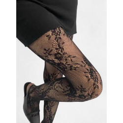 3 paires de collants Dentelle Bouquet de roses noir
