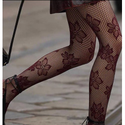 3 paires de collants Dentelle Iris Bordeaux