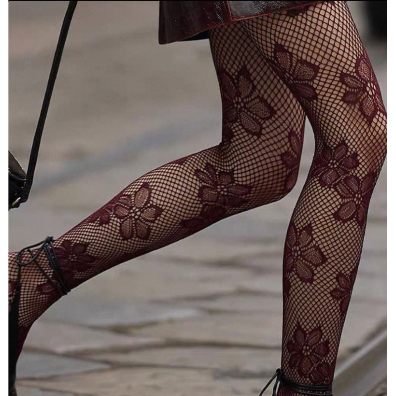 3 paires de collants Dentelle Iris Bordeaux