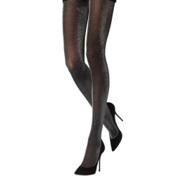 3 paires de Collants Semi opaque noir argenté Lurex